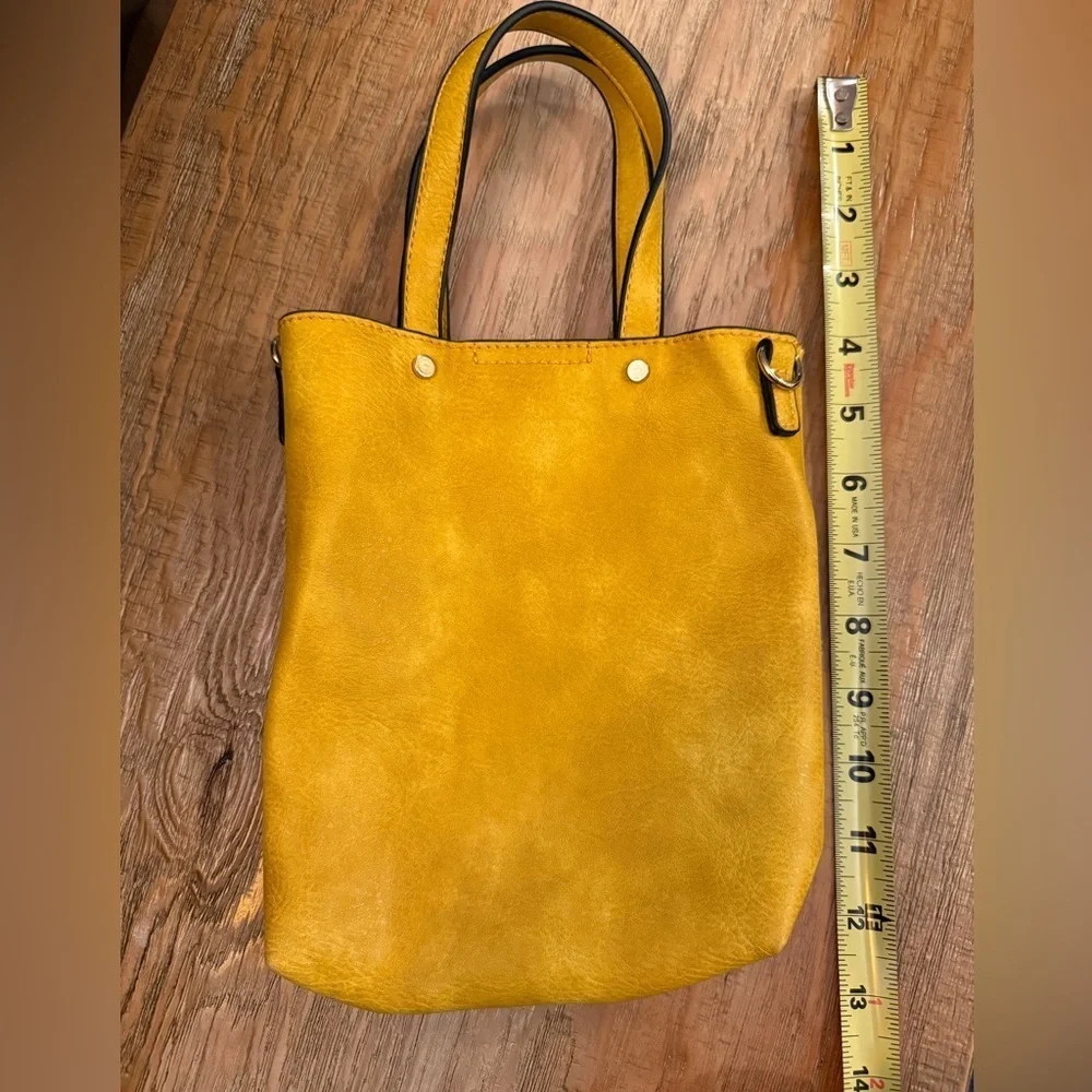Small Mustard Yellow Tote Bag Pink Inside